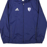 ADIDAS Mens Blue Nylon Hooded Zip Jacket S FC Wohlen Plain Lightweight