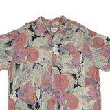 Mens Black & Pink Floral Cotton Shirt XL Summer Casual Button-Up