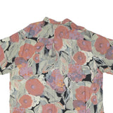 Mens Black & Pink Floral Cotton Shirt XL Summer Casual Button-Up