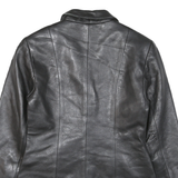 AMERICAN BORN Womens Black Leather Button Jacket S Smooth Stylish Classic