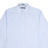 TOMMY HILFIGER Mens Blue & White Check Shirt XL Classic Cotton Long Sleeve