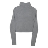 Womens Grey Plain Acrylic Blend Cropped Roll Neck Basic Knit Jumper XS Soft
