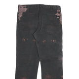 DICKIES Mens Regular Fit Black Jeans Cotton Blend W32 L28 Bleached Effect Zip