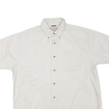 WRANGLER Mens White L Cotton Blend Casual Short Sleeve Shirt Button Down
