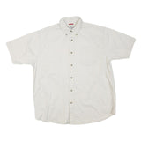 WRANGLER Mens White L Cotton Blend Casual Short Sleeve Shirt Button Down