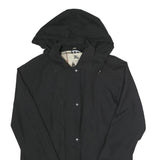BURBERRY Womens Black Hooded Zip Jacket UK 12 Polyester Blend Plain Casual