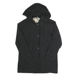 BURBERRY Womens Black Hooded Zip Jacket UK 12 Polyester Blend Plain Casual
