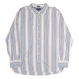 TOMMY HILFIGER Mens Blue & Red Stripe Shirt 2XL Cotton Casual Long Sleeve