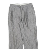 Mens Relaxed Grey Plain Trousers W30 L30 Casual Zip Closure Comfortable