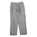 Mens Relaxed Grey Plain Trousers W30 L30 Casual Zip Closure Comfortable