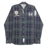 LA MARTINA Mens Green & Blue Checked Shirt S Cotton Button Down Polo Crest