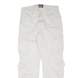 MATCHSTICKS Mens Regular Fit White Cargo Cotton Blend Trousers W32 L30