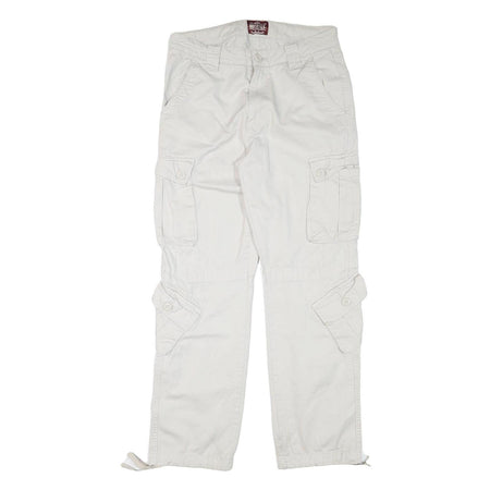 MATCHSTICKS Mens Regular Fit White Cargo Cotton Blend Trousers W32 L30