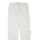 MATCHSTICKS Mens Regular Fit White Cargo Cotton Blend Trousers W32 L30