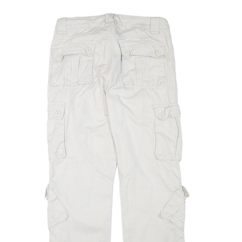 MATCHSTICKS Mens Regular Fit White Cargo Cotton Blend Trousers W32 L30