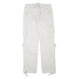 MATCHSTICKS Mens Regular Fit White Cargo Cotton Blend Trousers W32 L30