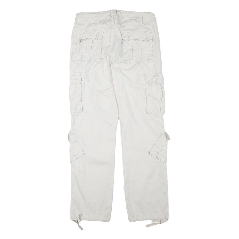 MATCHSTICKS Mens Regular Fit White Cargo Cotton Blend Trousers W32 L30