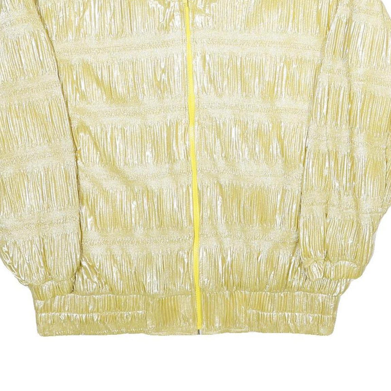 VALENTINA Womens Yellow Zip Jacket One Size Polyester Shiny Plain Casual