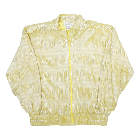 VALENTINA Womens Yellow Zip Jacket One Size Polyester Shiny Plain Casual