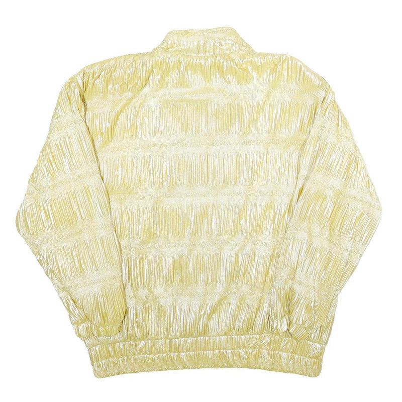 VALENTINA Womens Yellow Zip Jacket One Size Polyester Shiny Plain Casual