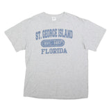 DELTA Mens Grey St George Island Florida Graphic T-Shirt L Short Sleeve Crew