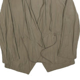 ZARA Womens Beige Cotton Blend Casual Jacket L Drawstring Open Front Relaxed