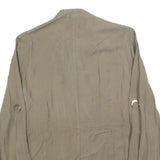 ZARA Womens Beige Cotton Blend Casual Jacket L Drawstring Open Front Relaxed