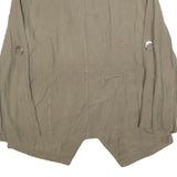 ZARA Womens Beige Cotton Blend Casual Jacket L Drawstring Open Front Relaxed