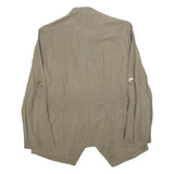 ZARA Womens Beige Cotton Blend Casual Jacket L Drawstring Open Front Relaxed