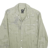 ZARA Mens Beige Cotton Distressed Button Jacket XL Woven Casual Wear