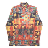 Womens Beige & Multicoloured Abstract Dog Pattern Crew Neck S Cotton Blend