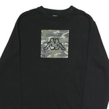 KAPPA Mens Black Cotton Crew Neck L Sweatshirt Camouflage Logo Pullover