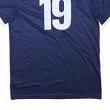ADIDAS Mens Blue White Classic Football T-Shirt L Short Sleeve V-Neck