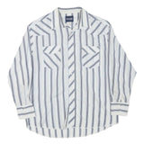 WRANGLER Mens White & Grey Stripe Long Sleeve Shirt L Cotton Blend Casual