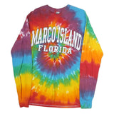 GILDAN Mens Multicoloured Marco Island Florida Tie Dye Long Sleeve Crew Neck