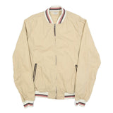SCOTCH & SODA Mens Beige Cotton Blend Bomber Jacket L Plain Striped Ribbed