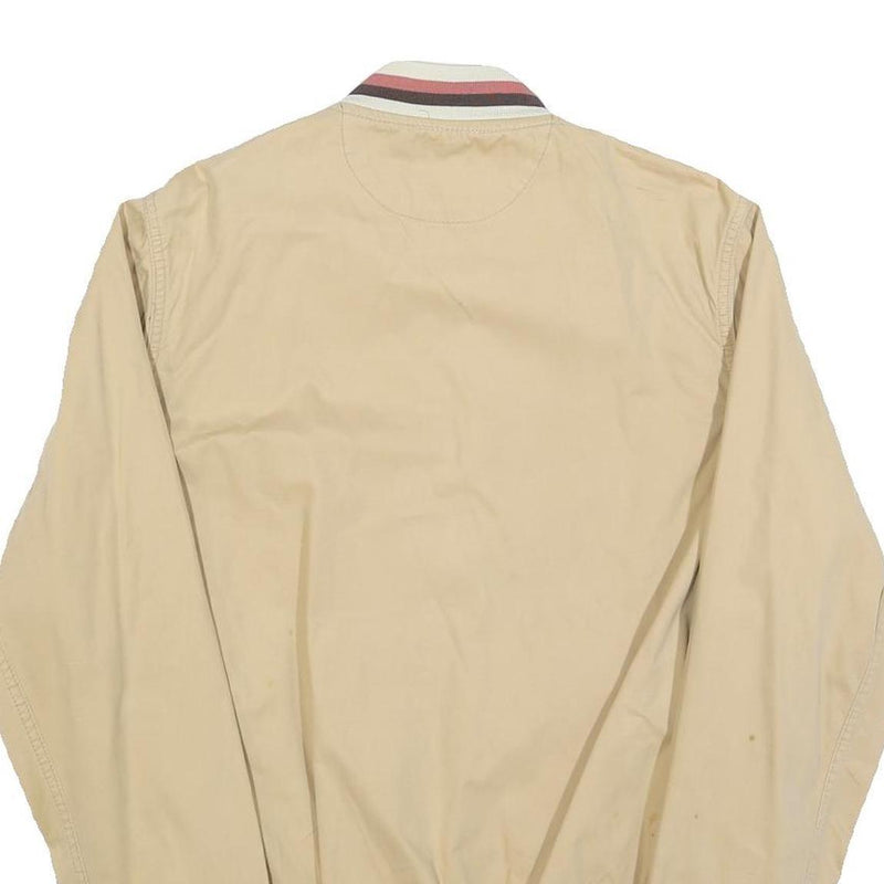 SCOTCH & SODA Mens Beige Cotton Blend Bomber Jacket L Plain Striped Ribbed