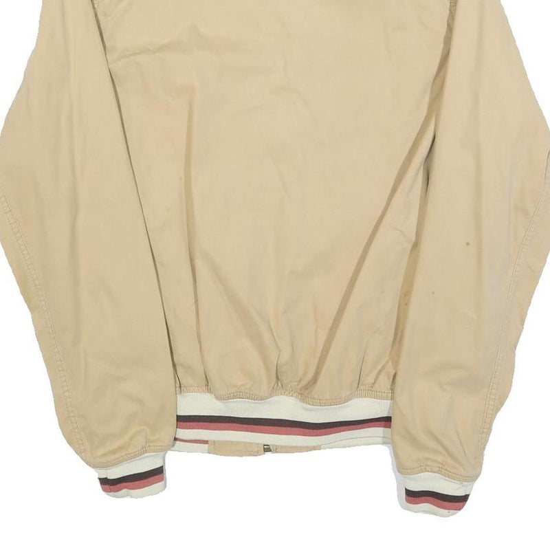 SCOTCH & SODA Mens Beige Cotton Blend Bomber Jacket L Plain Striped Ribbed