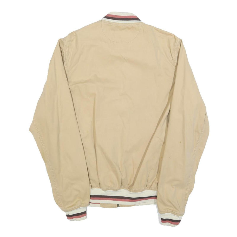 SCOTCH & SODA Mens Beige Cotton Blend Bomber Jacket L Plain Striped Ribbed