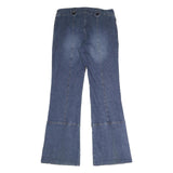 TOMMY JEANS Womens Relaxed Blue Denim Jeans W34 L32 Button Detail Flared