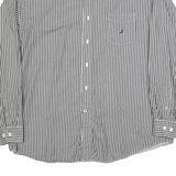 NAUTICA Mens Black & White Striped Shirt 2XL Cotton Long Sleeve Button Down