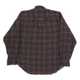 NATURAL LIFE Mens Red Brown Check Shirt XL Button Down Long Sleeve Cotton