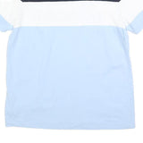 ELLESSE Mens Blue & White Colour Block Cotton T-Shirt M Short Sleeve Crew Neck