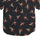 VANS Mens Black & Orange Floral Cotton Shirt L Summer Casual Button Down