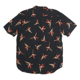 VANS Mens Black & Orange Floral Cotton Shirt L Summer Casual Button Down