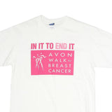 REEBOK Womens White & Pink Breast Cancer Awareness T-Shirt L Short Sleeve Crew