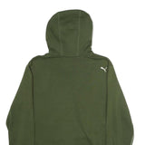 PUMA Mens Green Pullover Hoodie M Cotton Jersey Drawstring Pocket Relaxed Fit