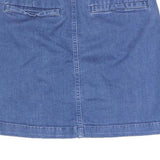 TOMMY HILFIGER Womens Blue Denim Mini Cotton Blend Skirt Button Front S Retro