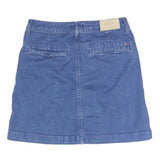 TOMMY HILFIGER Womens Blue Denim Mini Cotton Blend Skirt Button Front S Retro