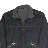 Mens Black Grey Contrast Polyester Blend Zip Jacket XL Plain Casual Wear